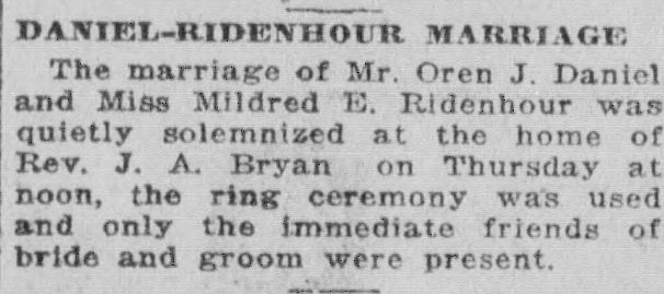 Oren J. Daniel-Mildred E. Ridenhour